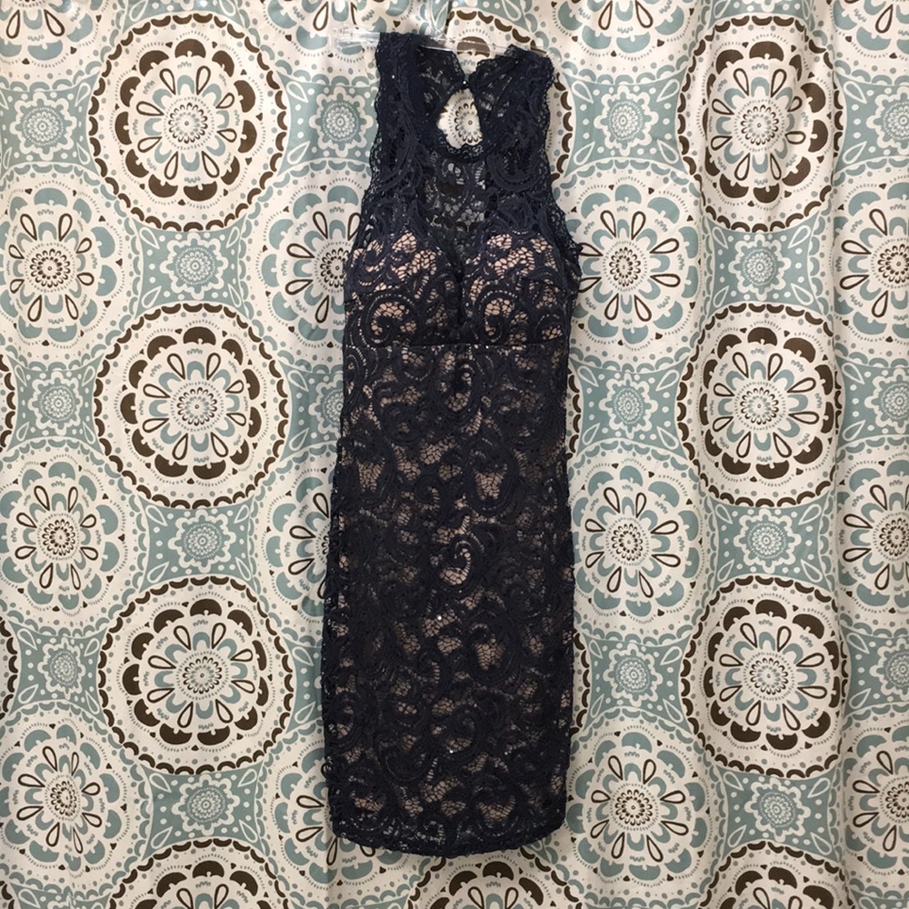 My Michelle navy blue and cream dress